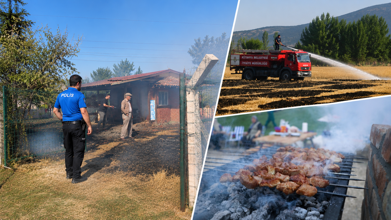 Kütahya’da mangal yapmak isterken yangın çıkardı